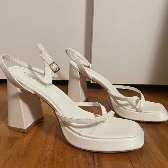 Ankle Wrap White Liliana Block high heelsSize... - Picture 2 of 8